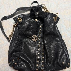 Michael Kors Black Leather Gold Studded Women's Tote